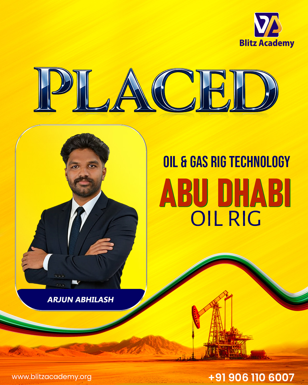 Arjun Abhilash, placed as Oil and gas rig technology (Abu Dhabi)